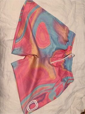 Overtime Colorful Tie-Dye Mesh Shorts - Pink Multi
